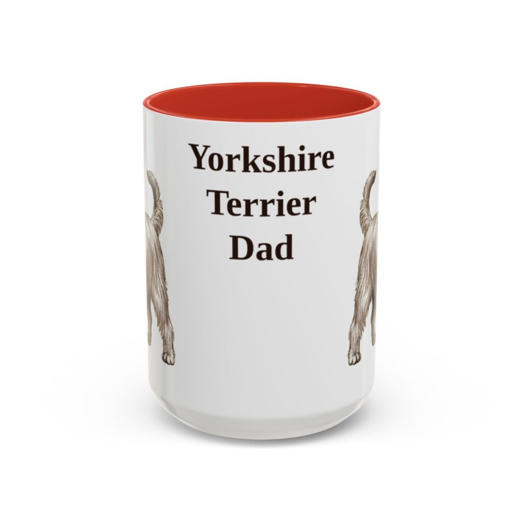 15oz Yorkshire Terrier Dog Dad Mug, Red, front view