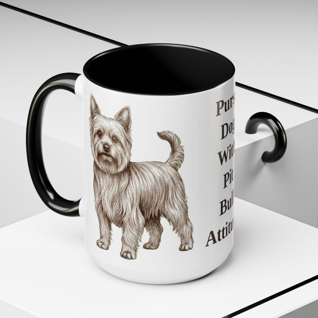 15oz Funny Yorkshire Terrier Mug, Black, lifestyle photo