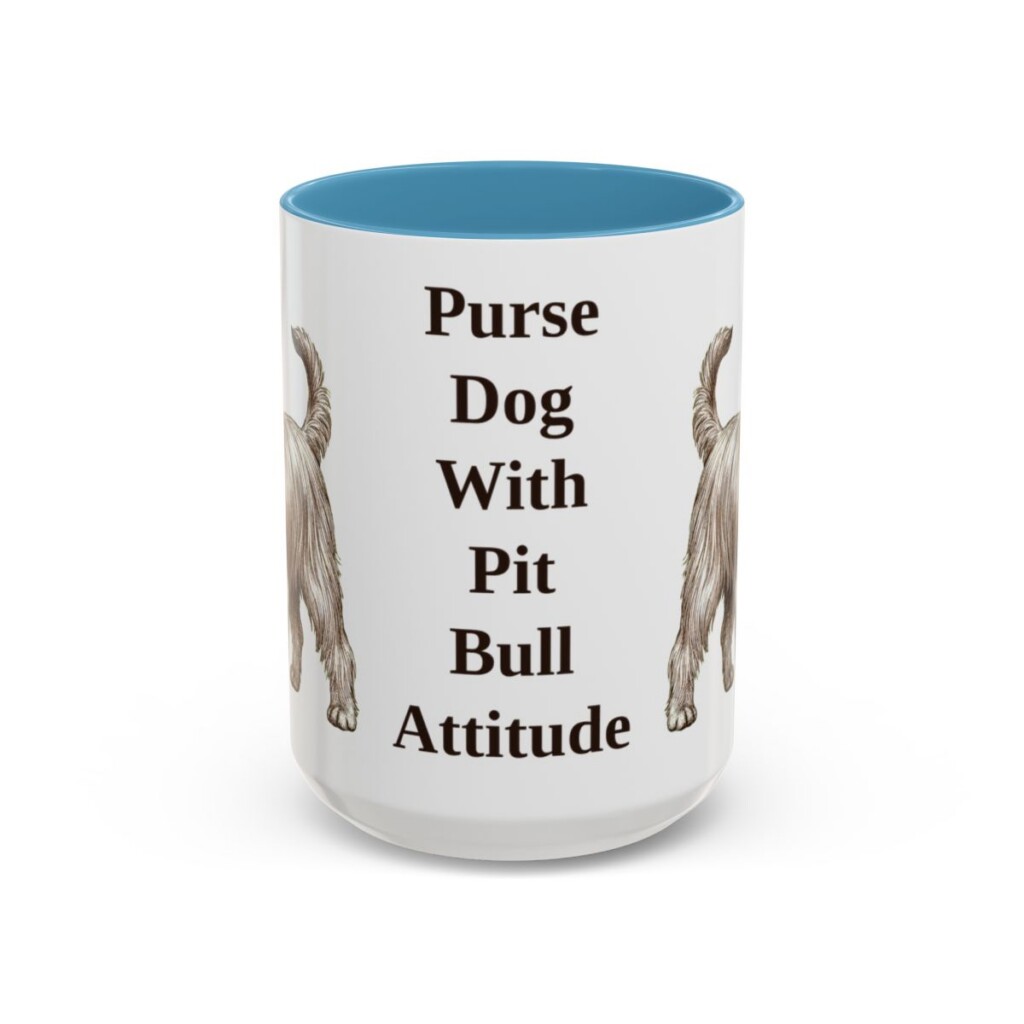 15oz Funny Yorkshire Terrier Mug, Light Blue, front view