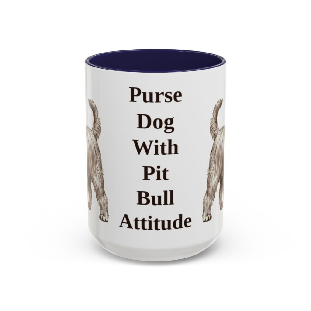 15oz Funny Yorkshire Terrier Mug, Navy, front view