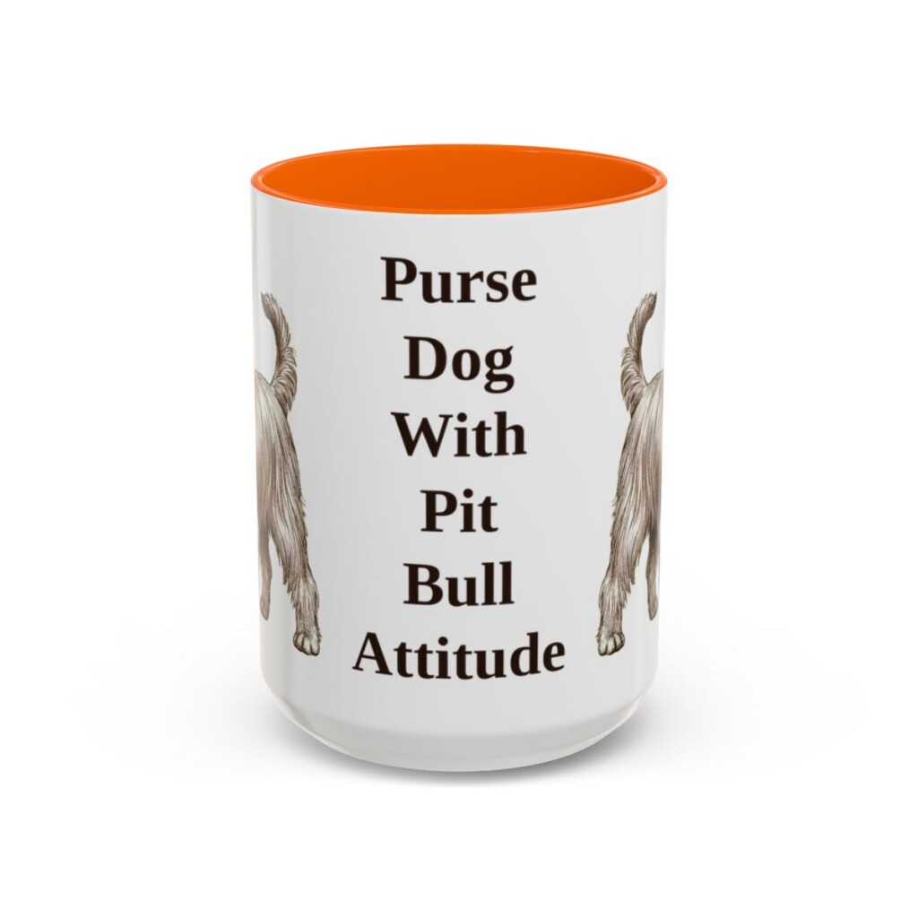 15oz Funny Yorkshire Terrier Mug, Orange, front view