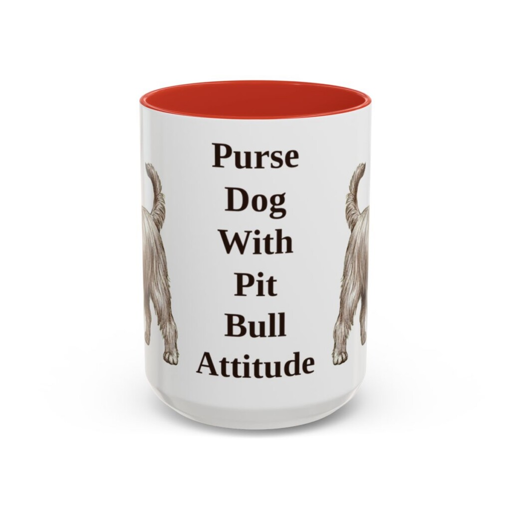 15oz Funny Yorkshire Terrier Mug, Red, front view