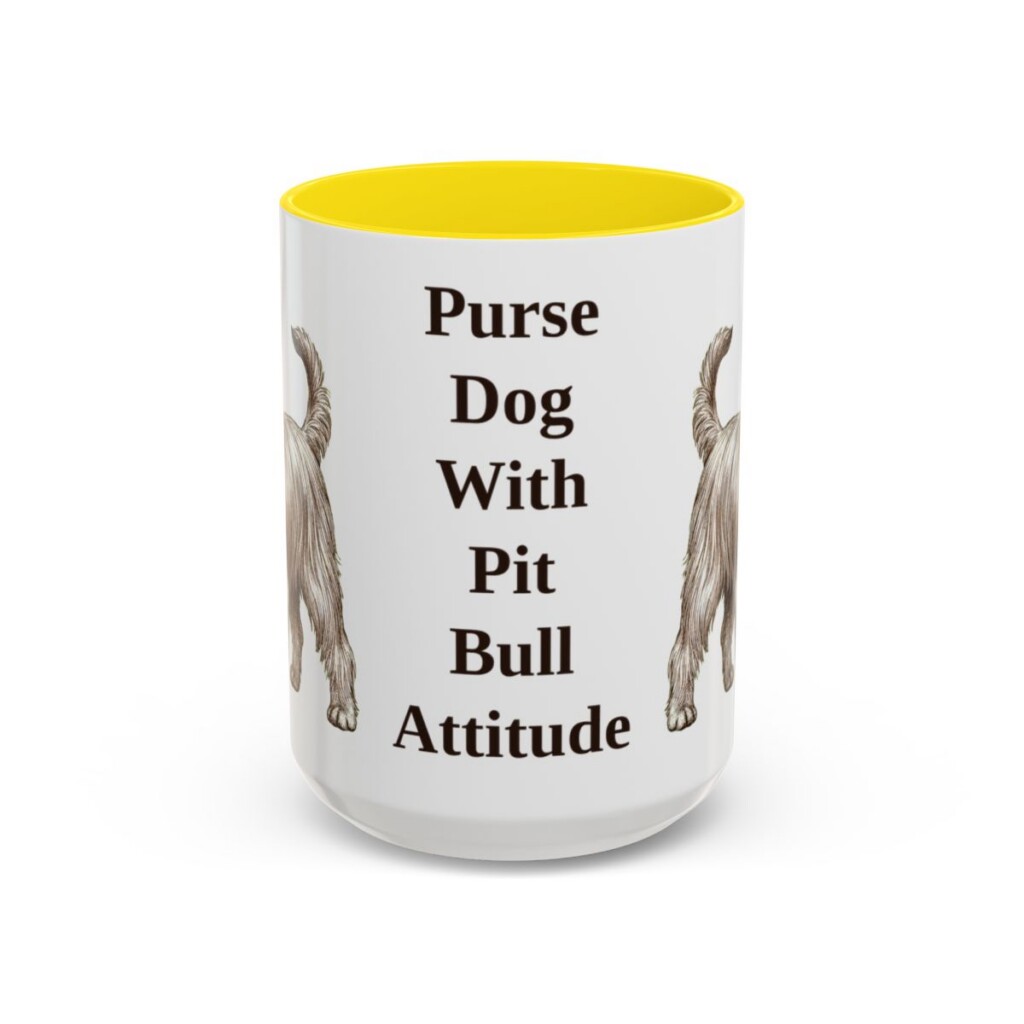 15oz Funny Yorkshire Terrier Mug, Yellow, front view