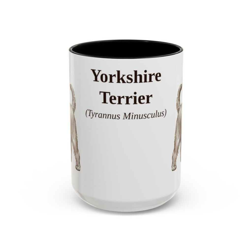 15oz Yorkshire Terrier Latin Mug, Black, front view