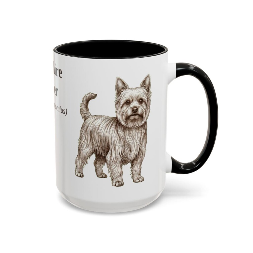 15oz Yorkshire Terrier Latin Mug, Black, right side view