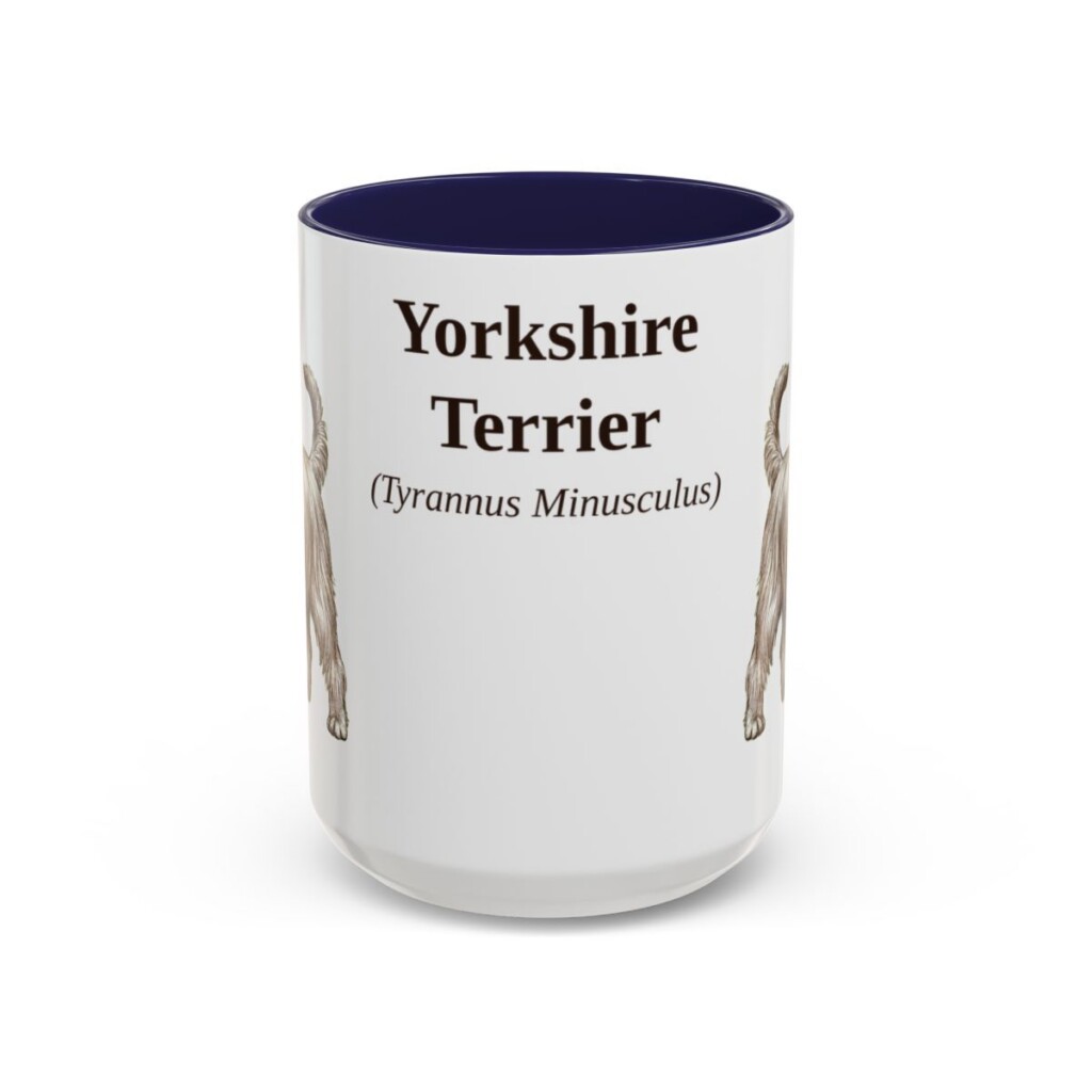 15oz Yorkshire Terrier Latin Mug, Navy, front view