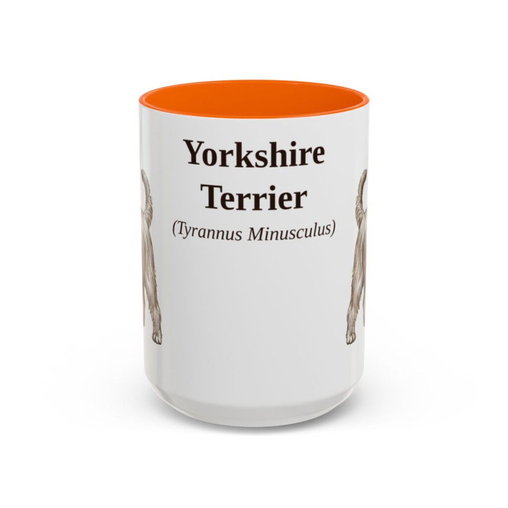 15oz Yorkshire Terrier Latin Mug, Orange, front view