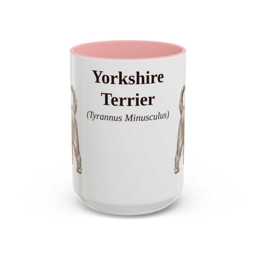 15oz Yorkshire Terrier Latin Mug, Pink, front view