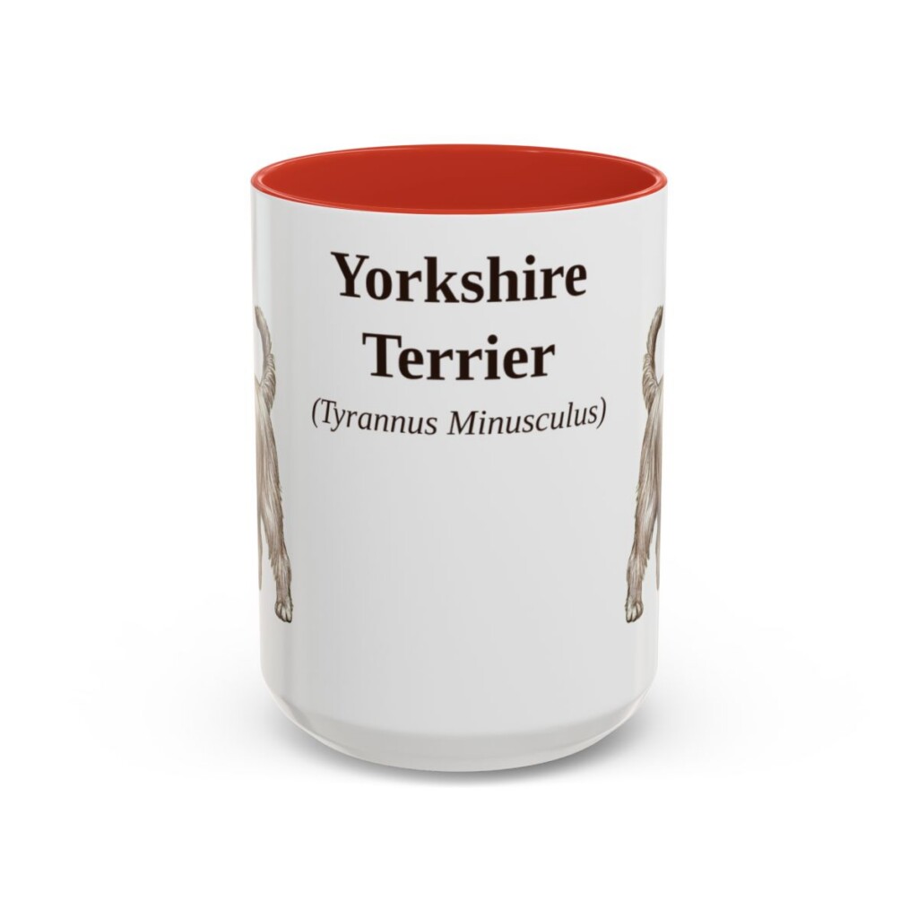 15oz Yorkshire Terrier Latin Mug, Red, front view