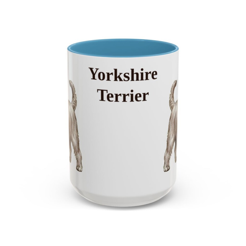 15oz Yorkshire Terrier Mug, Light Blue, front view