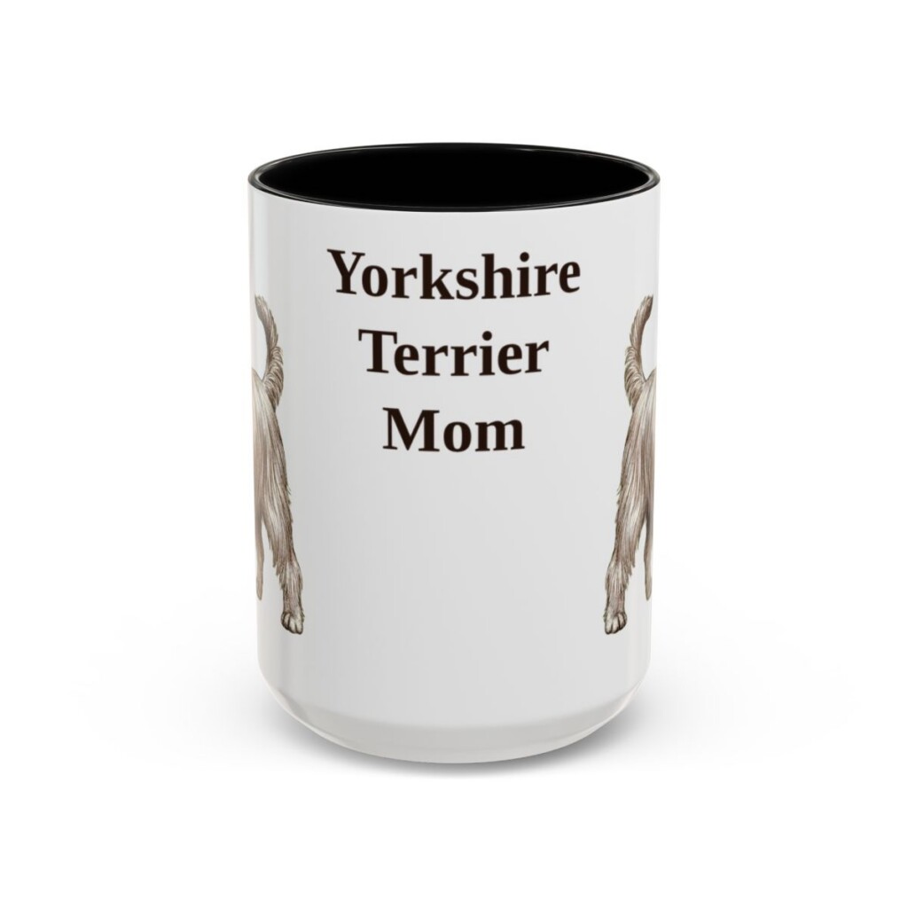 15oz Yorkshire Terrier Dog Mom Mug, Black, front view