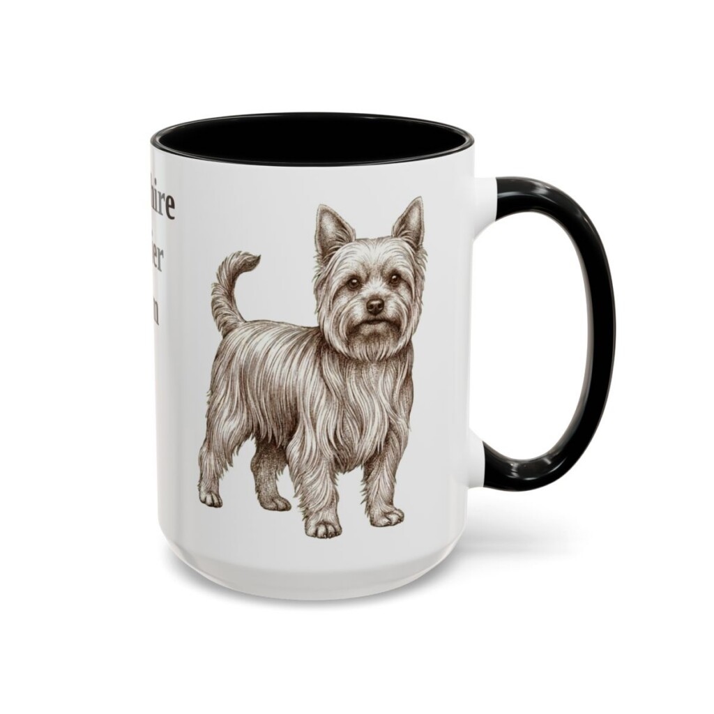 15oz Yorkshire Terrier Dog Mom Mug, Black, right side view
