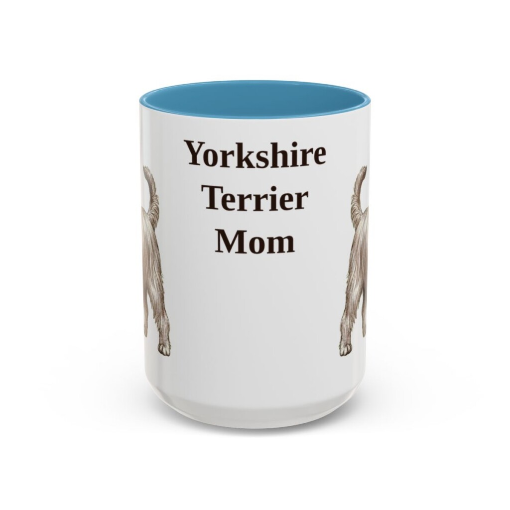 15oz Yorkshire Terrier Dog Mom Mug, Light Blue, front view