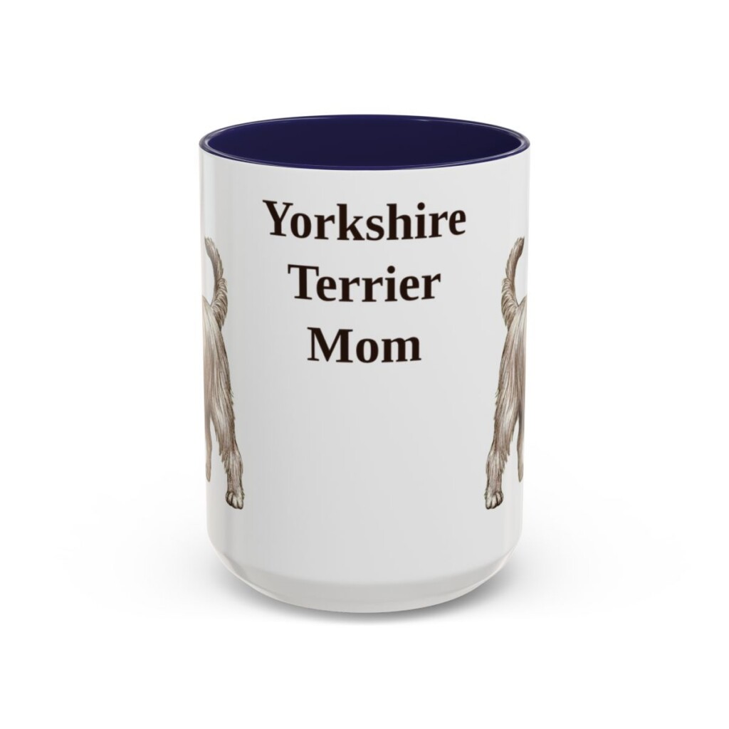 15oz Yorkshire Terrier Dog Mom Mug, Navy, front view