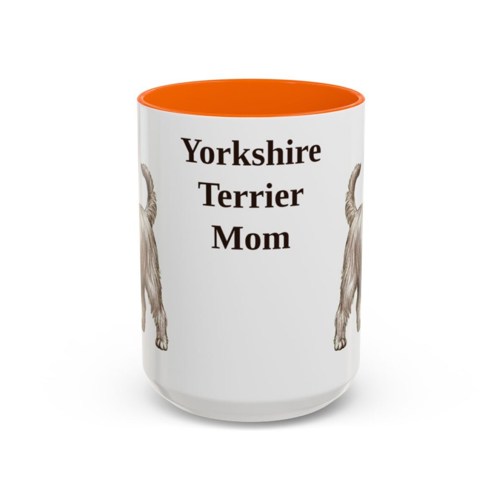 15oz Yorkshire Terrier Dog Mom Mug, Orange, front view