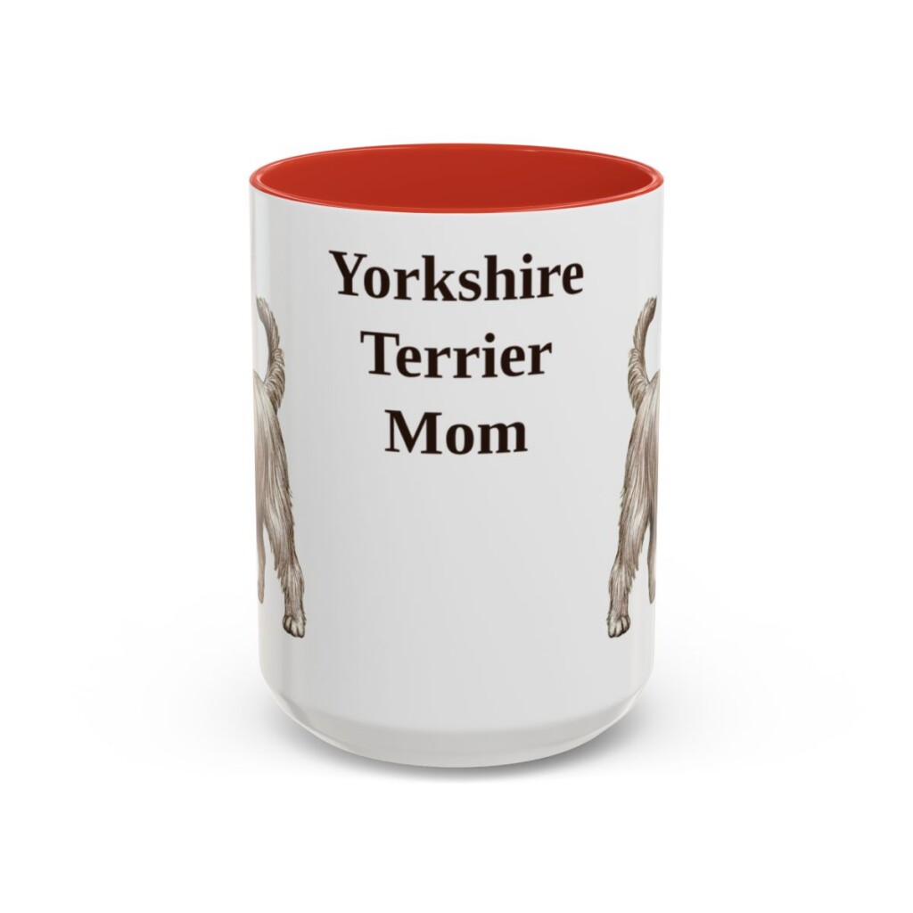 15oz Yorkshire Terrier Dog Mom Mug, Red, front view