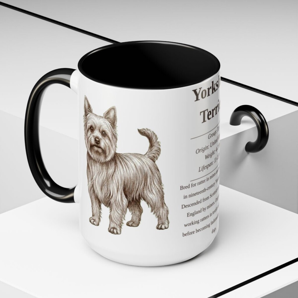 15oz Yorkshire Terrier Mug, Black, lifestyle photo