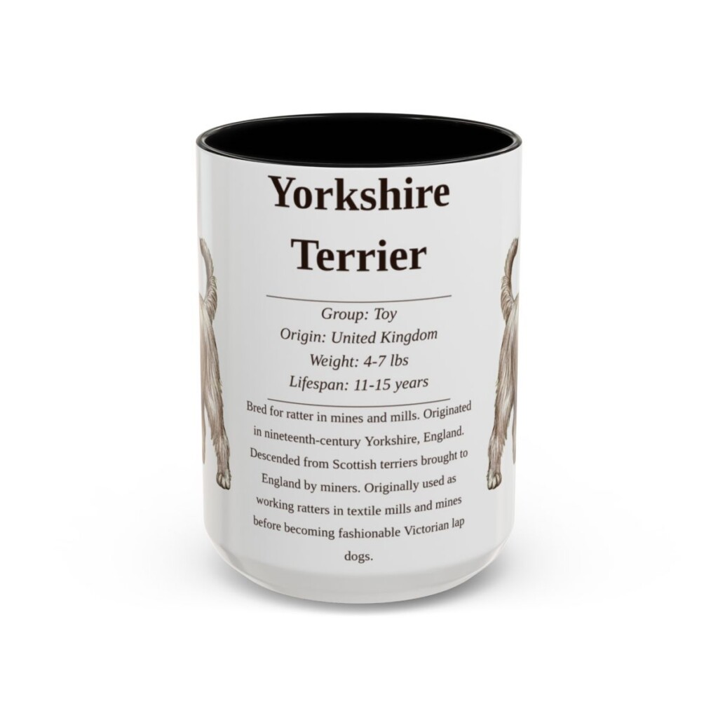15oz Yorkshire Terrier Mug, Black, front view