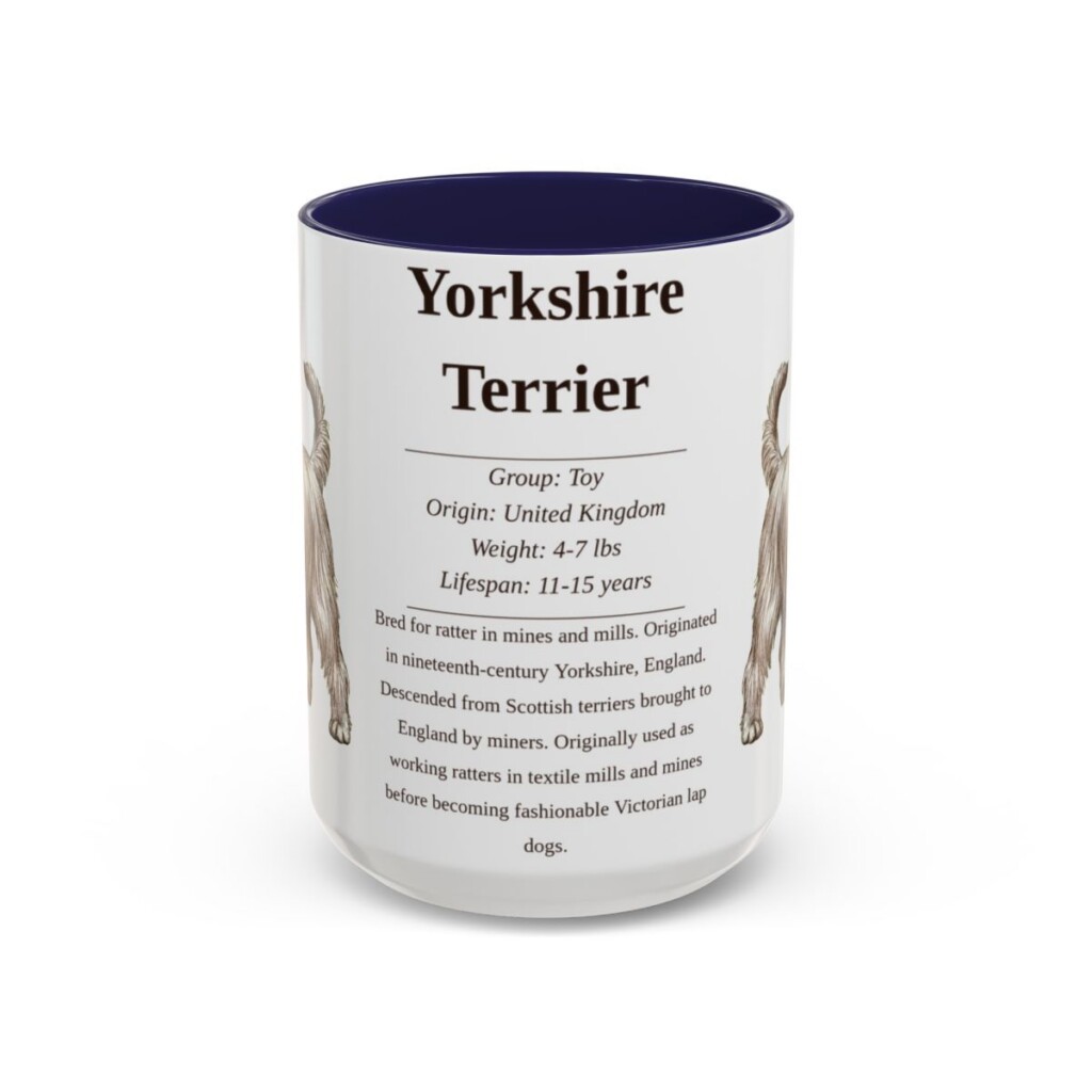 15oz Yorkshire Terrier Mug, Navy, front view
