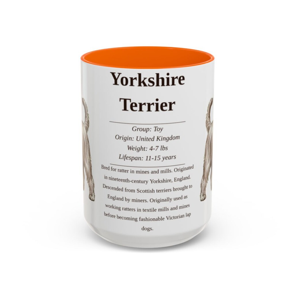 15oz Yorkshire Terrier Mug, Orange, front view