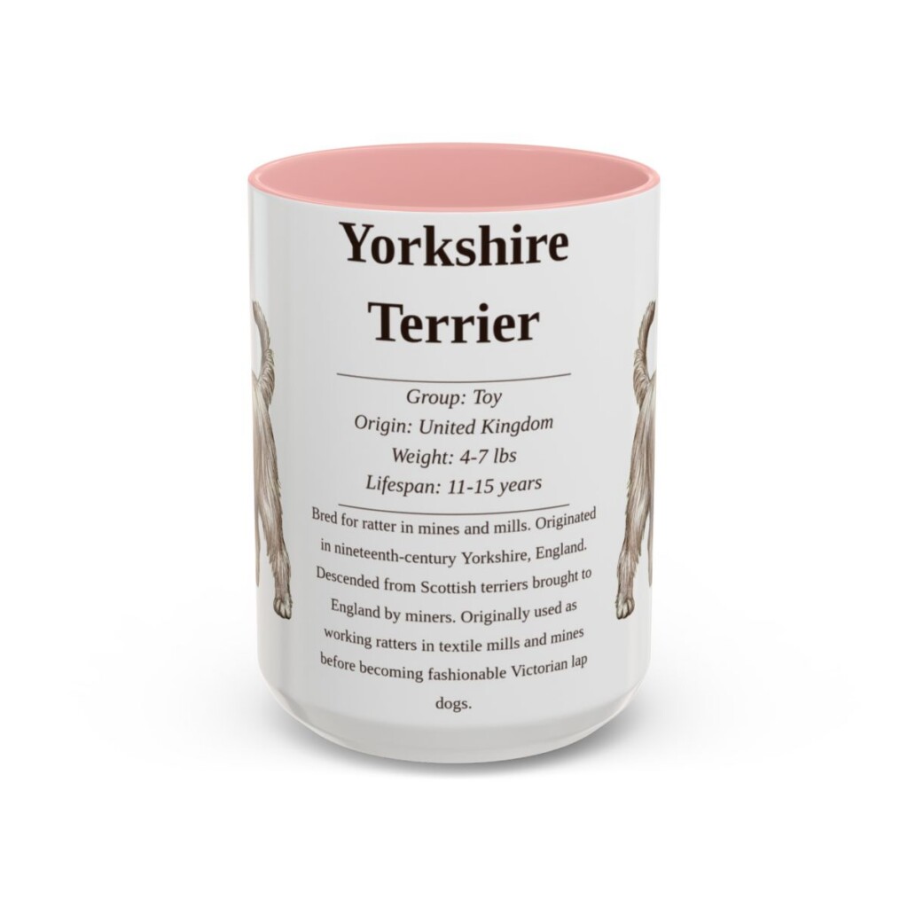 15oz Yorkshire Terrier Mug, Pink, front view