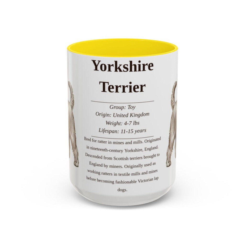 15oz Yorkshire Terrier Mug, Yellow, front view