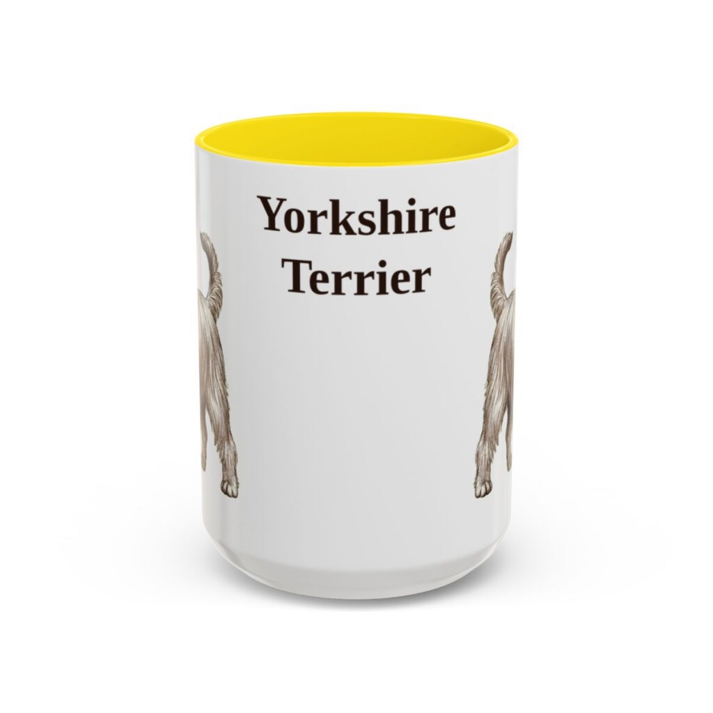 15oz Yorkshire Terrier Mug, Yellow, front view