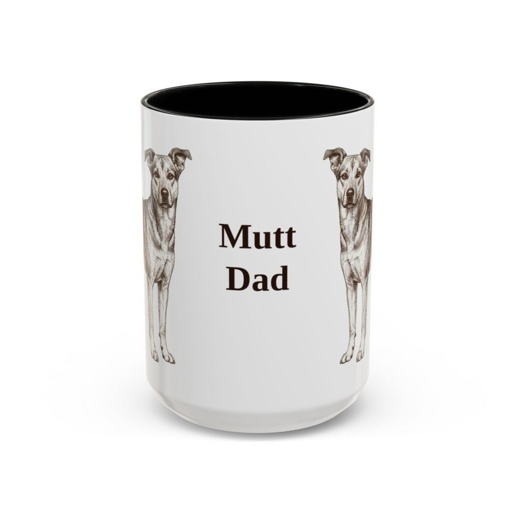 15oz Mutt Dog Dad Mug, Vintage Sketch Coffee Mug, Dog Dad Gift