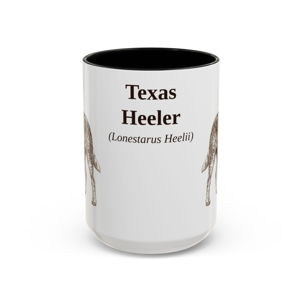 15oz Texas Heeler Latin Mug, Vintage Dog Coffee Mug, Dog Lover Gift