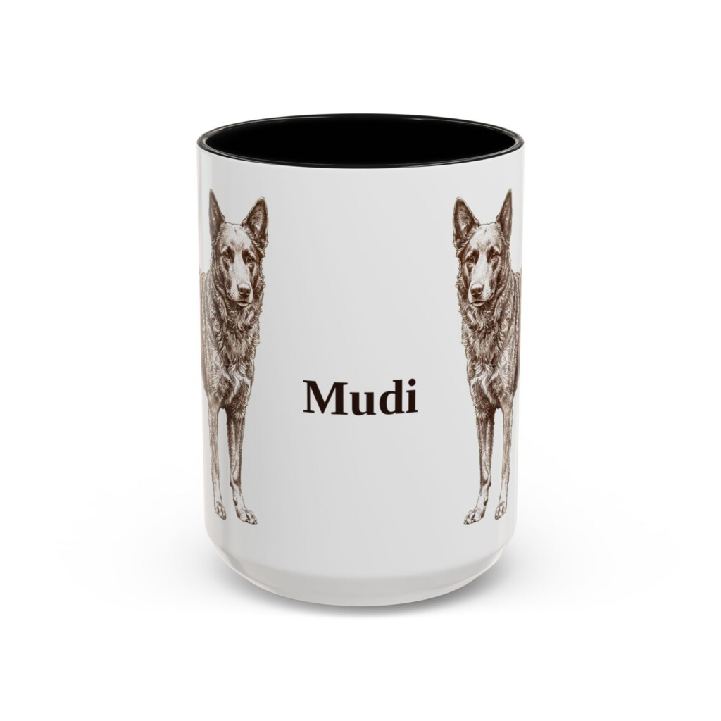 15oz Mudi Mug, Vintage Dog Portrait Coffee Mug, Dog Lover Gift