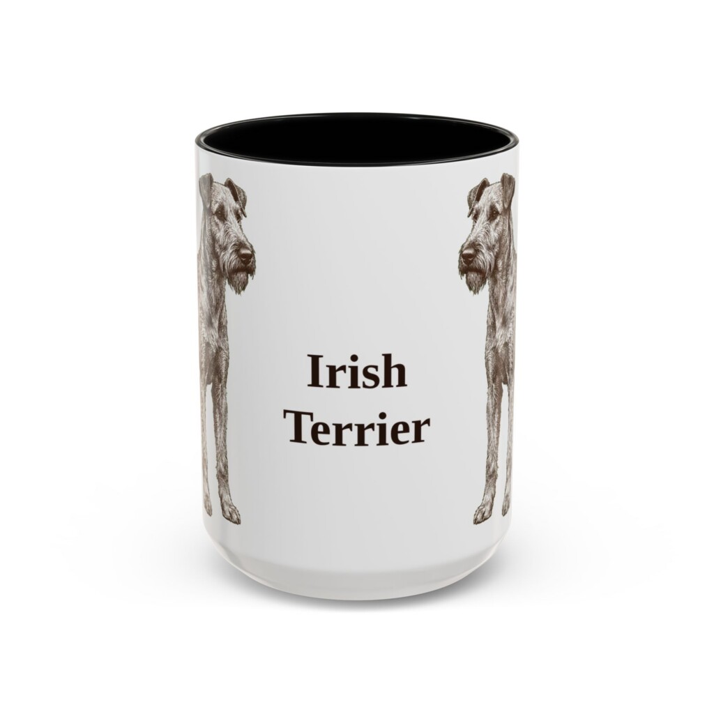 15oz Irish Terrier Mug, Vintage Dog Portrait Coffee Mug, Dog Lover Gift