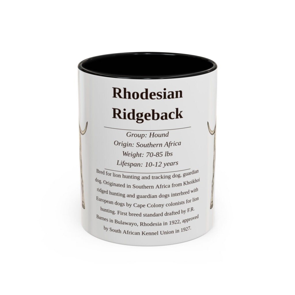 11oz Rhodesian Ridgeback Mug, Black, front view