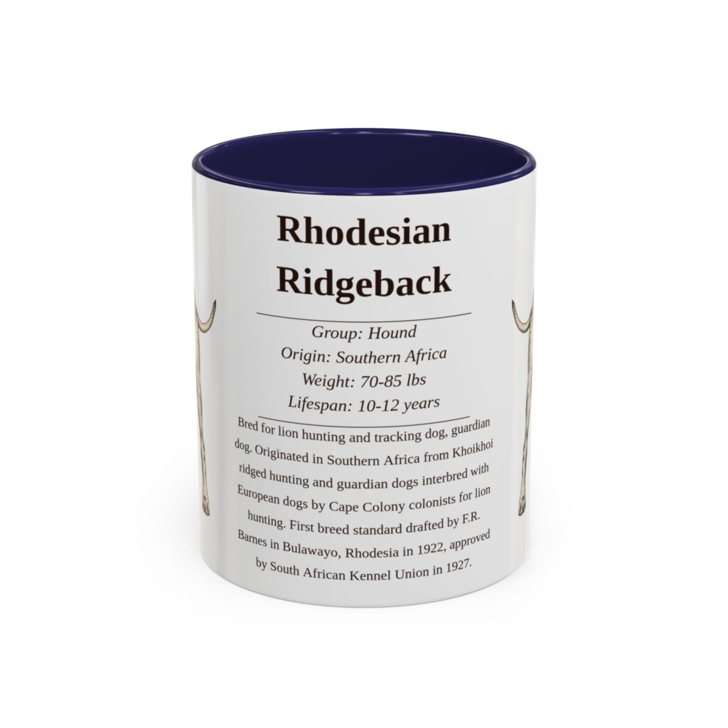11oz Rhodesian Ridgeback Mug, Yellow, front view