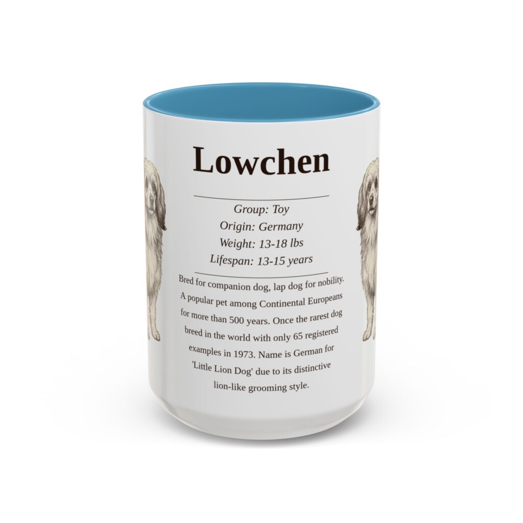 15oz Lowchen Mug, Light Blue, front view