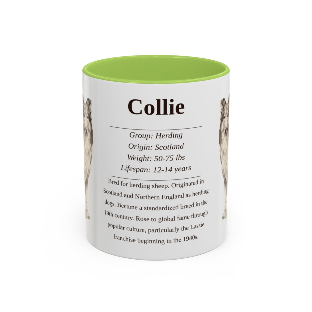 11oz Collie Mug, Light Blue, front view