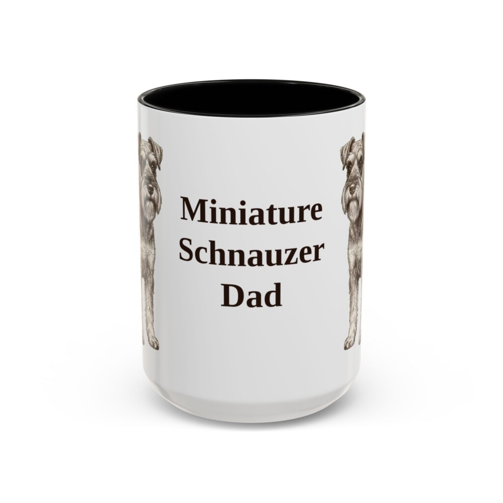 15oz Miniature Schnauzer Dog Dad Mug, Vintage Sketch Coffee Mug, Dog Dad Gift