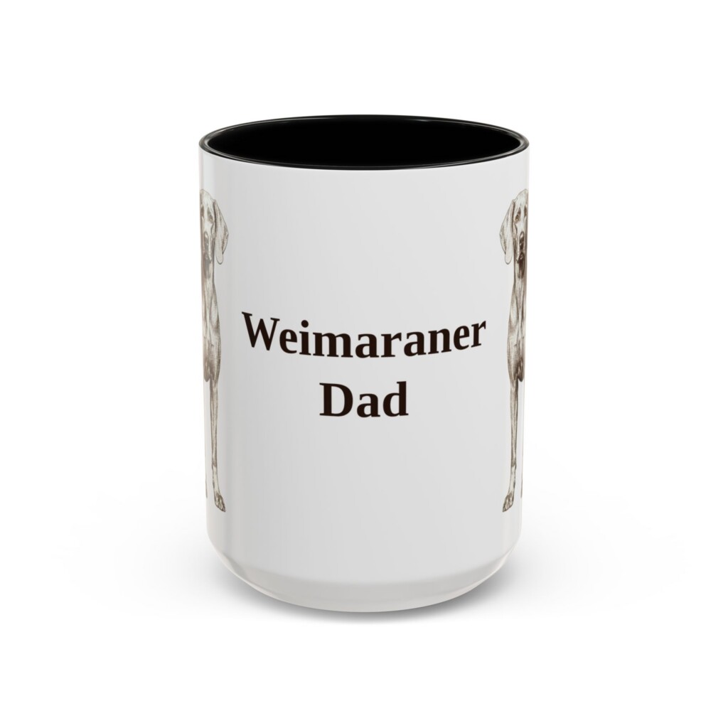 15oz Weimaraner Dog Dad Mug, Vintage Sketch Coffee Mug, Dog Dad Gift