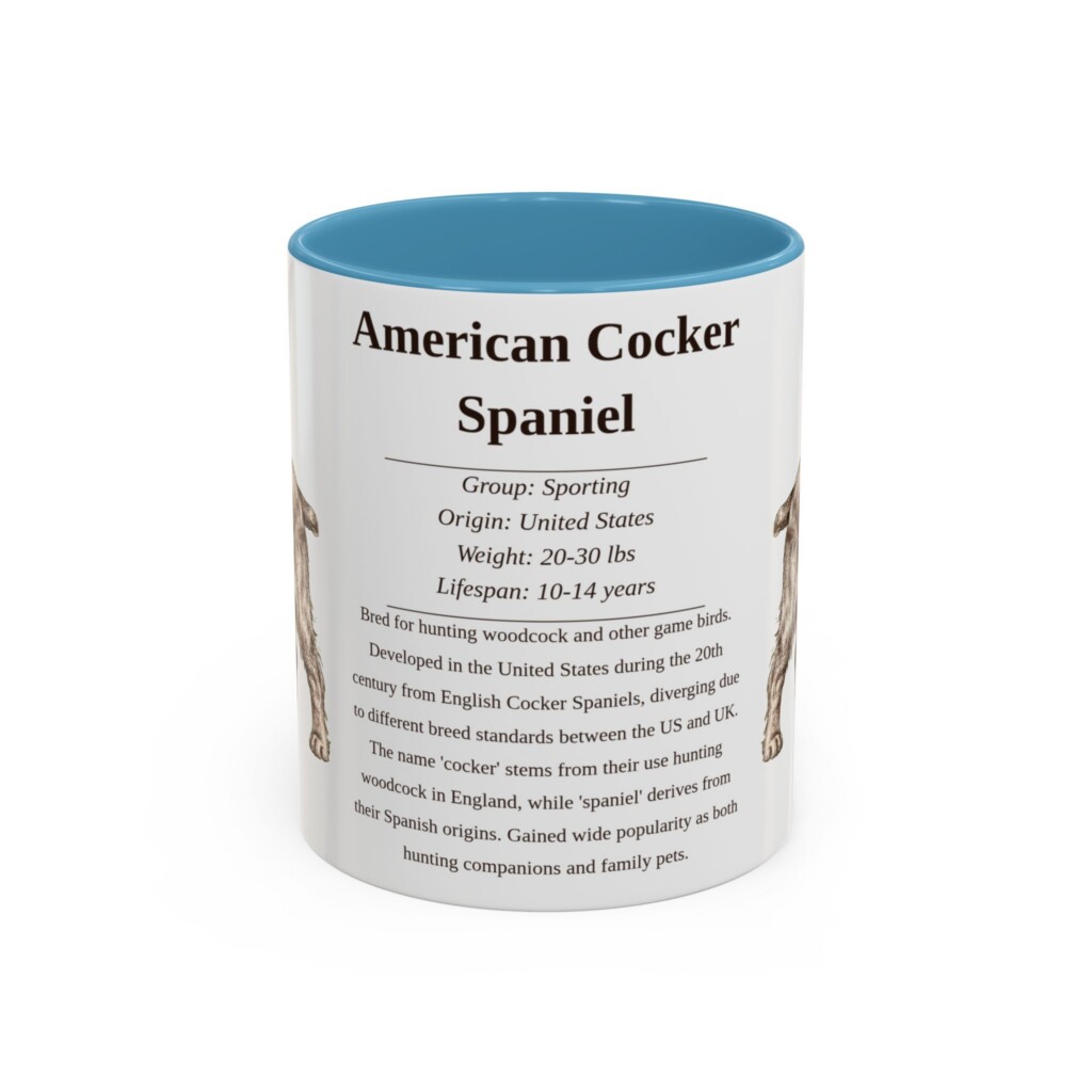 11oz American Cocker Spaniel Mug, Orange, front view