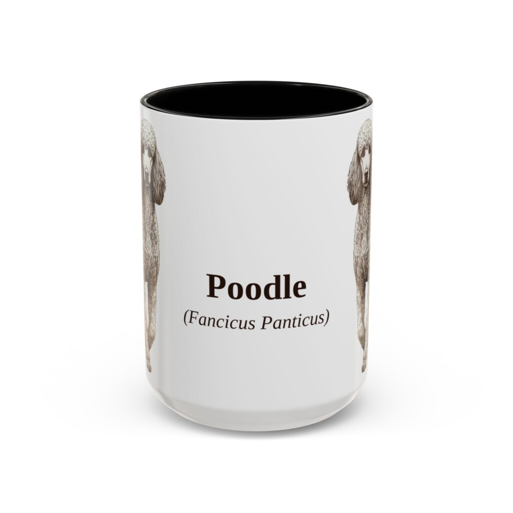 15oz Poodle Latin Mug, Vintage Dog Coffee Mug, Dog Lover Gift