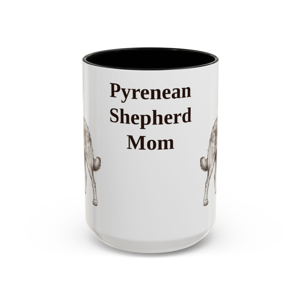 15oz Pyrenean Shepherd Dog Mom Mug, Vintage Sketch Coffee Mug, Dog Mom Gift