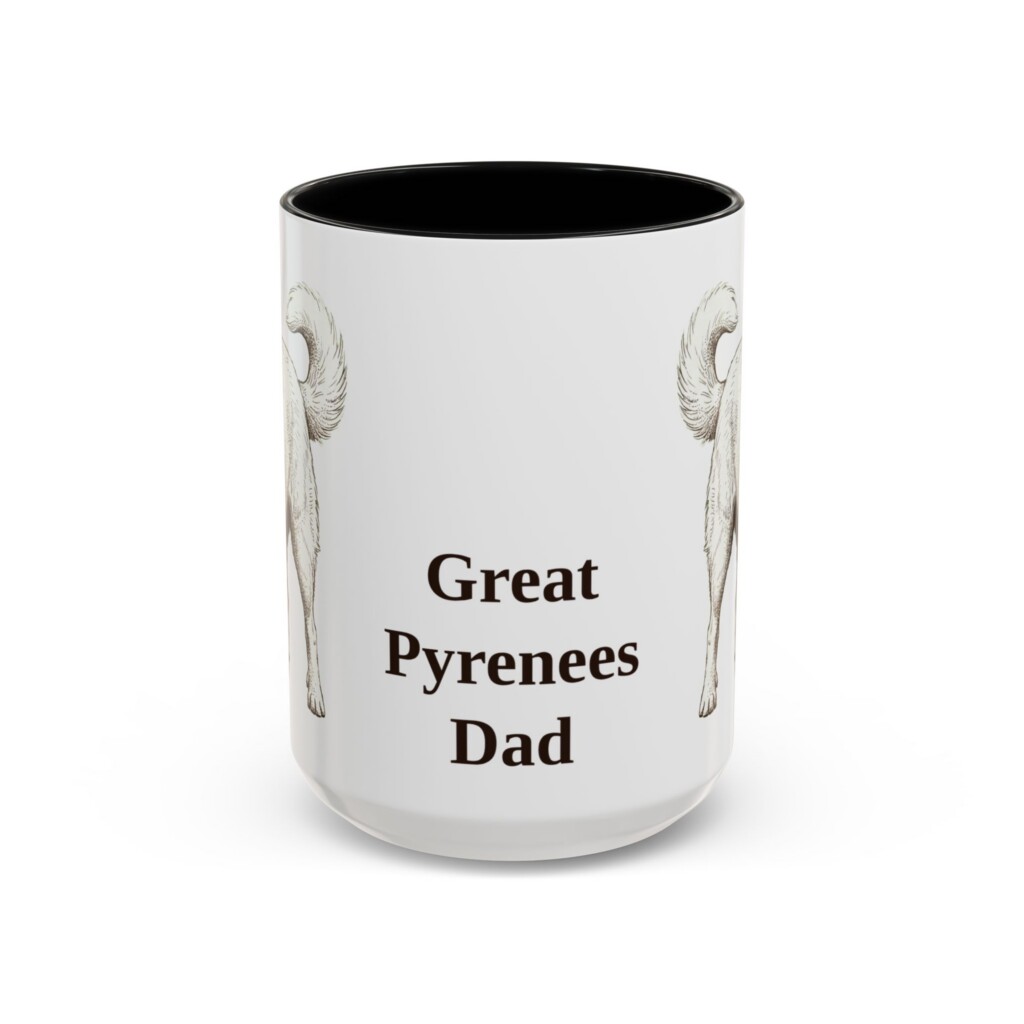 15oz Great Pyrenees Dog Dad Mug, Vintage Sketch Coffee Mug, Dog Dad Gift