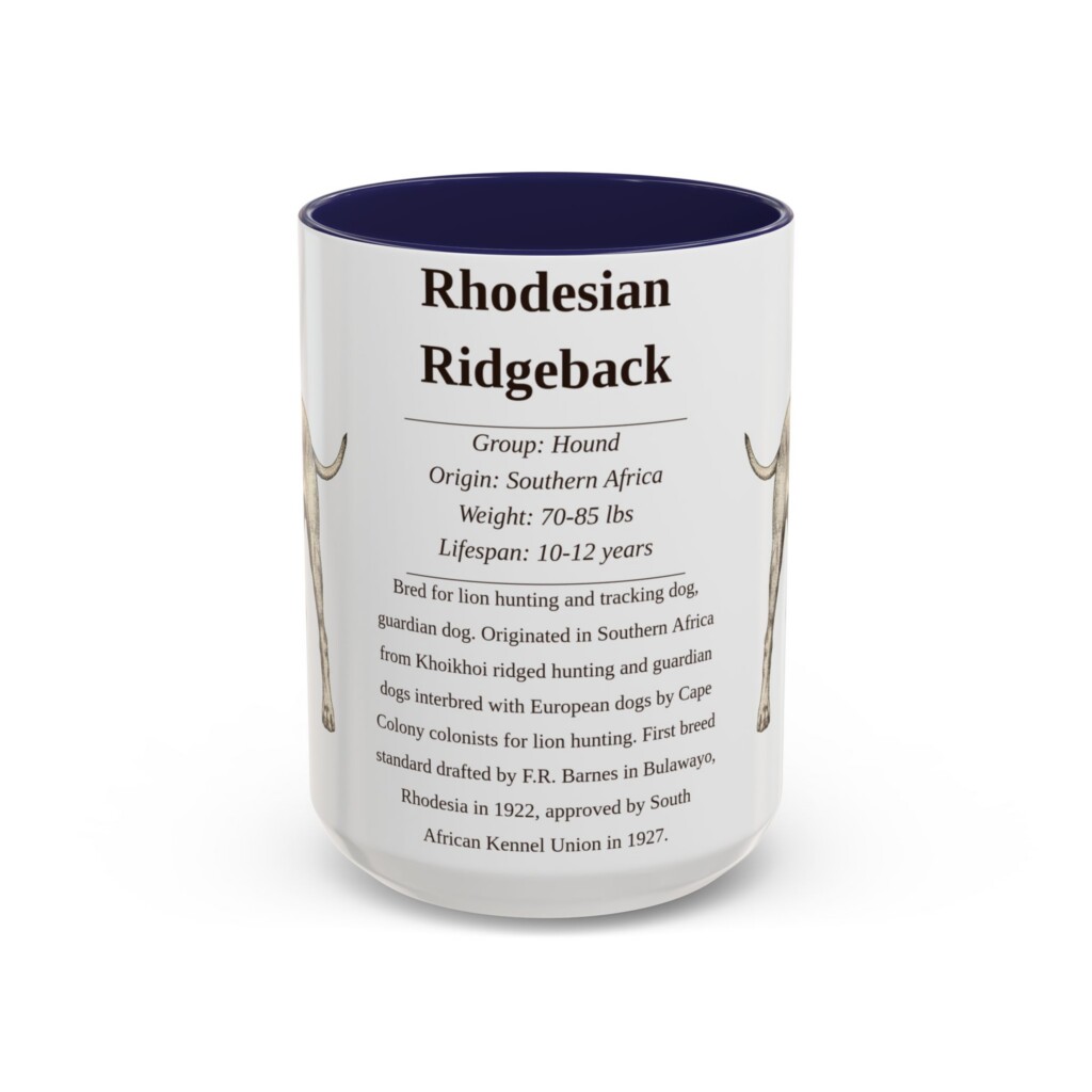 15oz Rhodesian Ridgeback Mug, Orange, front view