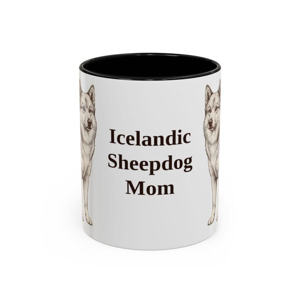 11oz Icelandic Sheepdog Dog Mom Mug, Vintage Sketch Coffee Mug, Dog Mom Gift