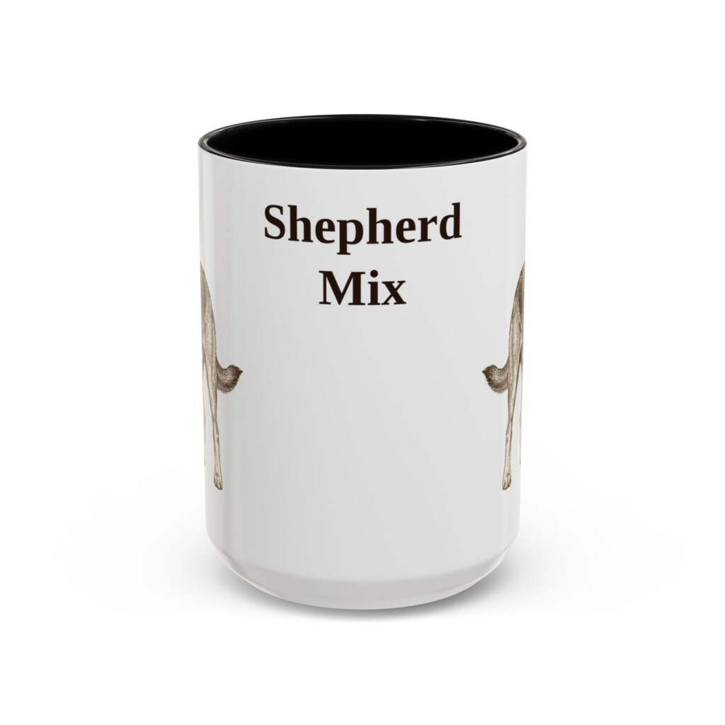 15oz Shepherd Mix Mug, Vintage Dog Portrait Coffee Mug, Dog Lover Gift