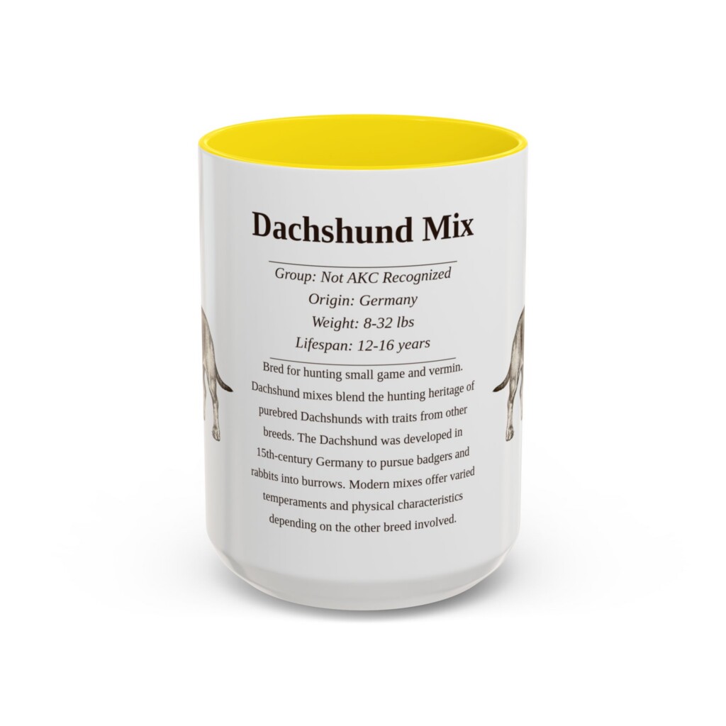 15oz Dachshund Mix Mug, Red, front view