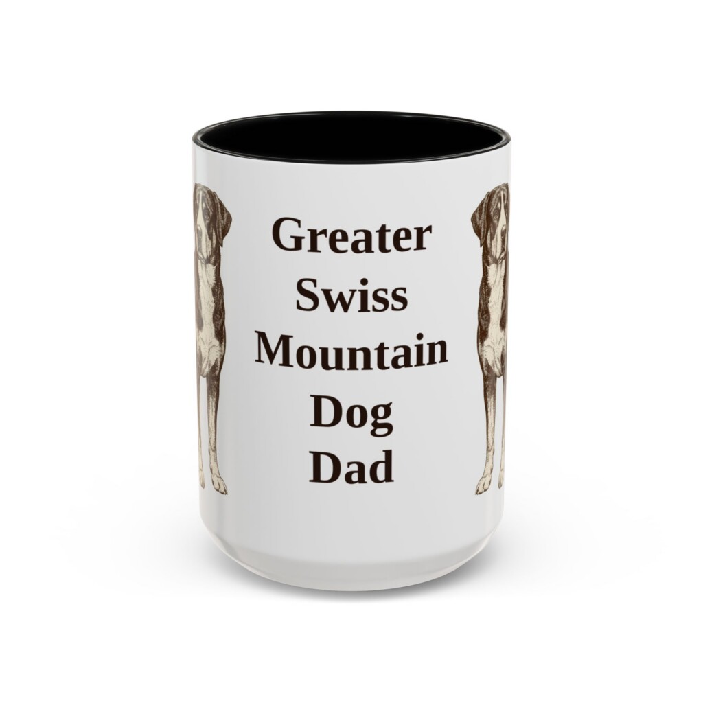 15oz Greater Swiss Mountain Dog Dog Dad Mug, Vintage Sketch Coffee Mug, Dog Dad Gift