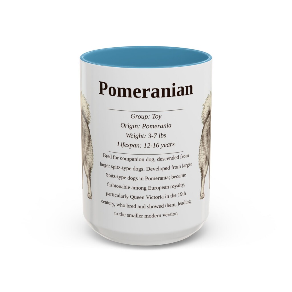 15oz Pomeranian Mug, Light Blue, front view