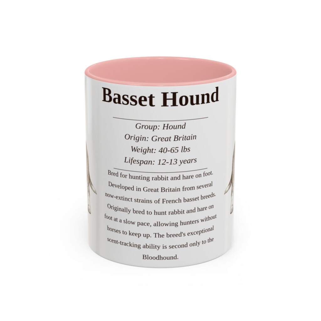 11oz Basset Hound Mug, Purple, front view