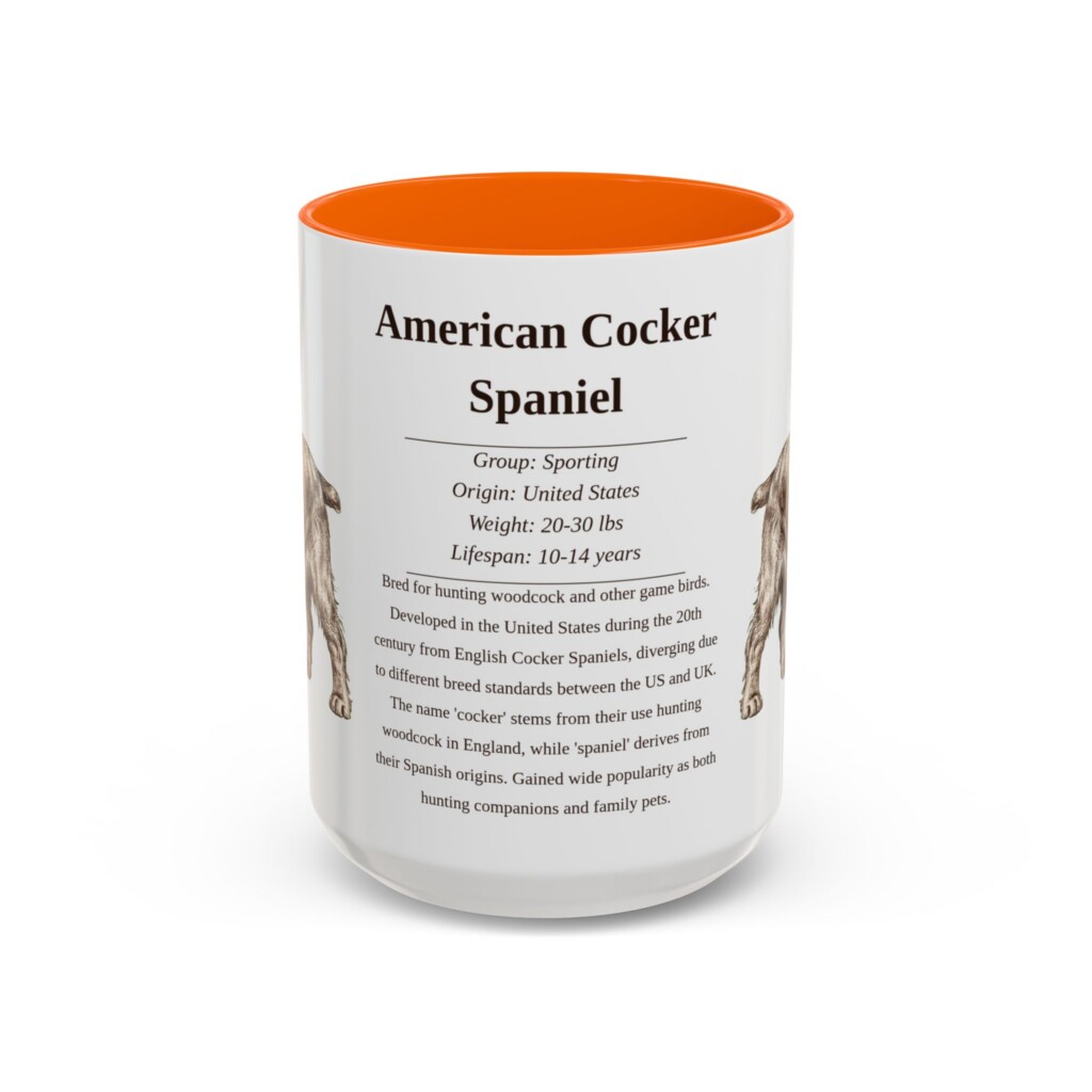 15oz American Cocker Spaniel Mug, Pink, front view