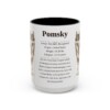 15oz Pomsky Mug, Illustrated Dog Breed Facts Coffee Mug, Vintage Dog Keepsake Gift